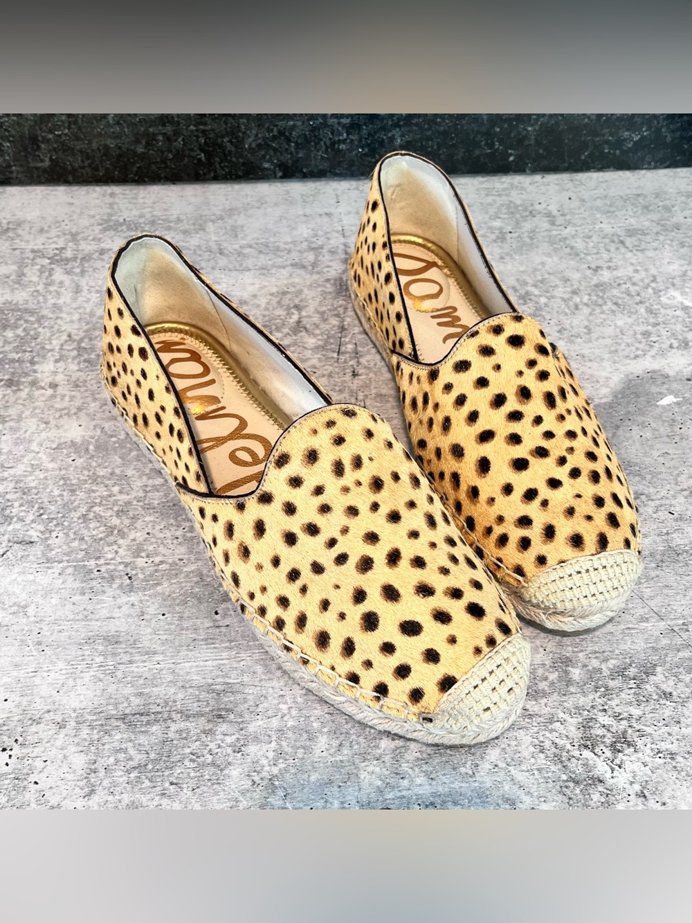 Sam Edelman Kesia Cheetah Calf Hair Espadrille Slip On Shoes, 7.5,Like New